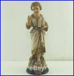 Antique Victorian Jesus Child Figurine Statue Plaster Chalkware Religious Rare