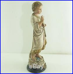 Antique Victorian Jesus Child Figurine Statue Plaster Chalkware Religious Rare