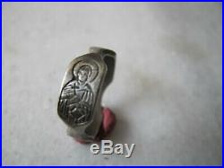 Antique Victorian Silver Engraved Religious Christian Ring