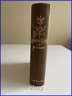Antique Victorian The Bible Looking Glass Religious Book 1898 Illustrated Rare