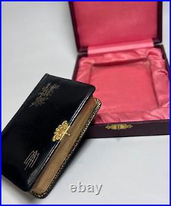 Antique Vienna Catholic Religious Prayer Book Hardcover Leather MOP Rosary Beads