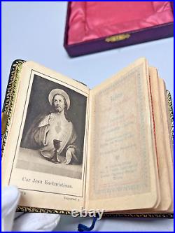 Antique Vienna Catholic Religious Prayer Book Hardcover Leather MOP Rosary Beads