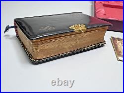 Antique Vienna Catholic Religious Prayer Book Hardcover Leather MOP Rosary Beads