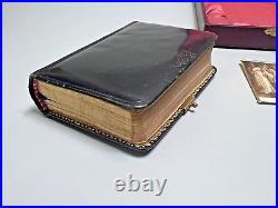 Antique Vienna Catholic Religious Prayer Book Hardcover Leather MOP Rosary Beads