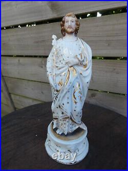 Antique Vieux paris porcelain Saint joseph figurine statue religious