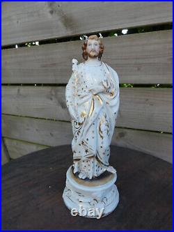 Antique Vieux paris porcelain Saint joseph figurine statue religious