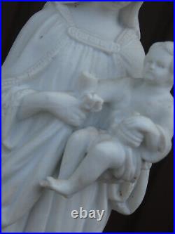 Antique Vieux paris porcelain bisque madonna religious figurine statue