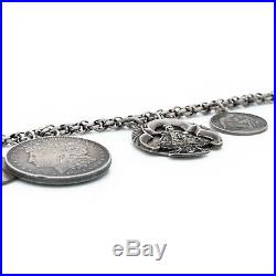 Antique Vintage Art Nouveau 925 Sterling Silver Religious Charm HUGE Bracelet