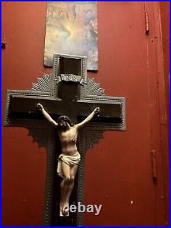 Antique Vintage Crucifix Jesus Floor Lamp Church Religious Funeral Altar 1940-50