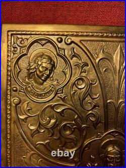 Antique Vintage Gold Plated Brass Book Bible Cover Case Altar Gospel Religious