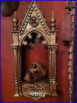 Antique Vintage Gothic Wall Shelf Cabinet Displey Box Church Religious Wood Gold