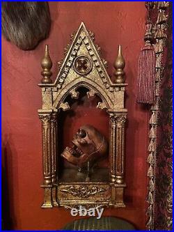 Antique Vintage Gothic Wall Shelf Cabinet Displey Box Church Religious Wood Gold