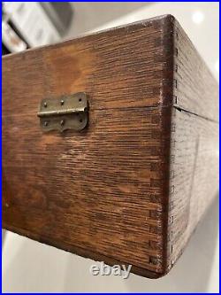 Antique Vintage Handcrafted Wood Bible Box Dovetail Interior Brass Candle Holder