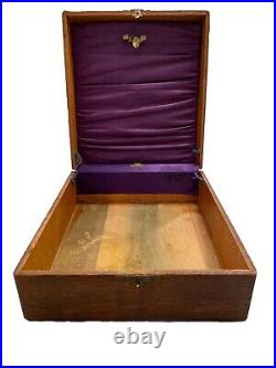 Antique Vintage Handcrafted Wood Bible Box Dovetail Interior Brass Candle Holder