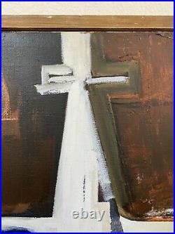Antique Vintage Modern Abstract Constructivism Oil Painting, Church Char