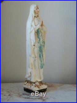 Antique Vintage Plaster Chalkware Madonna Mary Religious Statue Figure 52 cm