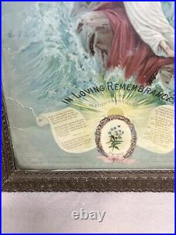 Antique Vintage ROCK OF AGES Religious Print LITHOGRAPH Original Ornate Frame