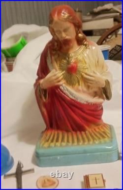Antique & Vintage Religious Catholic Items Medals Crucfixes Rosaries &Display