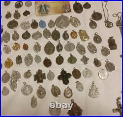Antique & Vintage Religious Catholic Items Medals Crucfixes Rosaries &Display