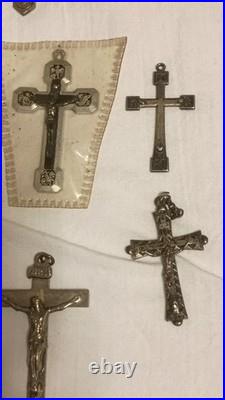 Antique & Vintage Religious Catholic Items Medals Crucfixes Rosaries &Display