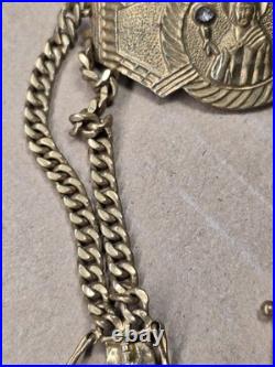 Antique Vintage Religious Icon 40g- Chain Bracelet 14k Over Metal Very RARE