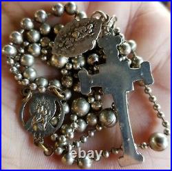 Antique Vintage WW1/WW2 Military Pull Chain Rosary Religious Crucifix Catholic