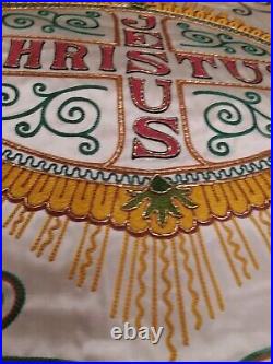 Antique Vtg Catholic Church Religious Banner Jesus Christ Ebroidered Vestment
