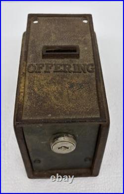 Antique Vtg Church OFFERING Coin Money Box Religious Tithe Collection with Keys Antique Vtg Church OFFERING Coin Money Box Religious Tithe Collection with Keys