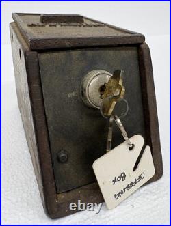 Antique Vtg Church OFFERING Coin Money Box Religious Tithe Collection with Keys Antique Vtg Church OFFERING Coin Money Box Religious Tithe Collection with Keys