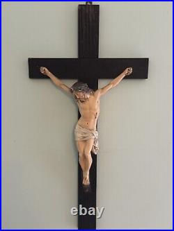 Antique Vtg Crucifix Jesus Religious Statue frm Catholic Religious Order 29 H