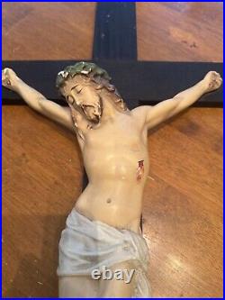 Antique Vtg Crucifix Jesus Religious Statue frm Catholic Religious Order 29 H