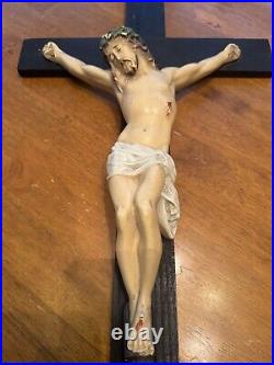 Antique Vtg Crucifix Jesus Religious Statue frm Catholic Religious Order 29 H