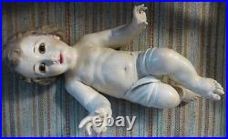 Antique Vtg Religious Baby Jesus Statue Glass Eyes Spain Large Gorgeous