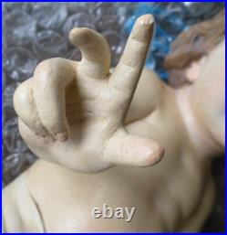 Antique Vtg Religious Baby Jesus Statue Glass Eyes Spain Large Gorgeous