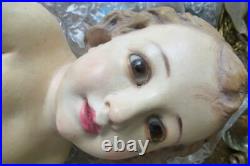 Antique Vtg Religious Baby Jesus Statue Glass Eyes Spain Large Gorgeous
