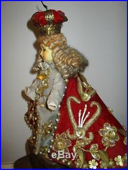 Antique Vtg. Religious Infant of Prague/Santo Nino Statue doll 16