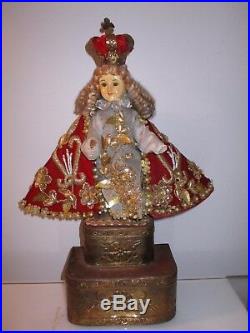 Antique Vtg. Religious Infant of Prague/Santo Nino Statue doll 16