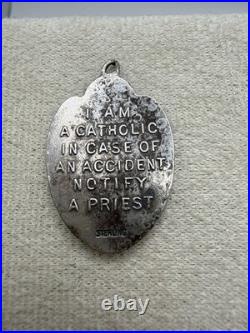 Antique WW11 Era Military 925 St. Christopher Catholic Emergency Medallion