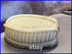 Antique Wax Baby Jesus Christ In Sacred Cradle Religious Miniature Scene Figure