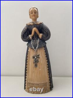 Antique Wax Elizabethan Woman Figure Statue Religious Antique Wax Elizabethan Woman Figure Statue Religious