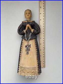 Antique Wax Elizabethan Woman Figure Statue Religious Antique Wax Elizabethan Woman Figure Statue Religious