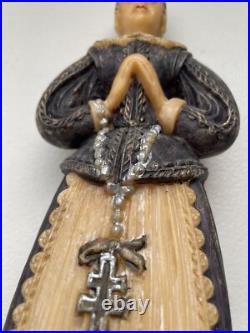 Antique Wax Elizabethan Woman Figure Statue Religious Antique Wax Elizabethan Woman Figure Statue Religious
