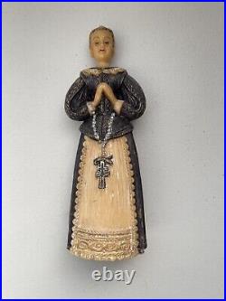 Antique Wax Elizabethan Woman Figure Statue Religious Antique Wax Elizabethan Woman Figure Statue Religious