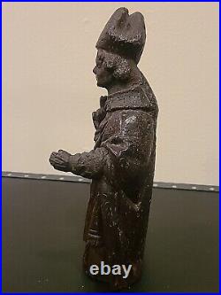 Antique Wood Carved Pope Catholic Cardinal Religious