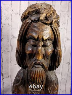 Antique Wood Hand Carved Religious Figurine Jesus Christ