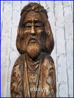 Antique Wood Hand Carved Religious Figurine Jesus Christ