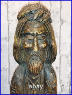 Antique Wood Hand Carved Religious Figurine Jesus Christ
