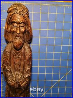 Antique Wood Hand Carved Religious Figurine Jesus Christ