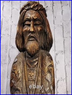 Antique Wood Hand Carved Religious Figurine Jesus Christ