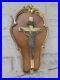 Antique-Wood-brass-Wall-plaque-Crucifix-religious-christ-01-gzs
